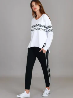 3rd Story Theresa Leopard Stripe Print Sweatshirt< Sweatshirts|Sweatshirts