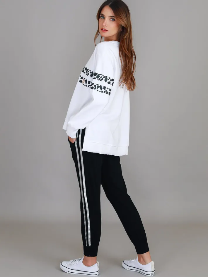 3rd Story Theresa Leopard Stripe Print Sweatshirt< Sweatshirts|Sweatshirts