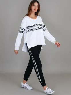 3rd Story Theresa Leopard Stripe Print Sweatshirt< Sweatshirts|Sweatshirts