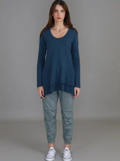 3rd Story Trinity Longline Ruffle Hem T Shirt< Long Sleeves