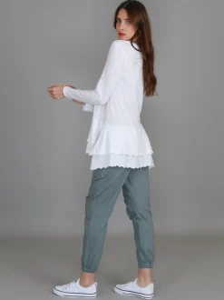 3rd Story Trinity Longline Ruffle Hem T Shirt< Long Sleeves