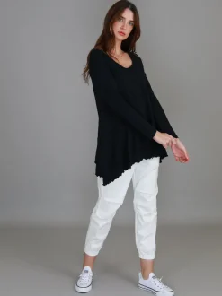 3rd Story Trinity Longline Ruffle Hem T Shirt< Long Sleeves