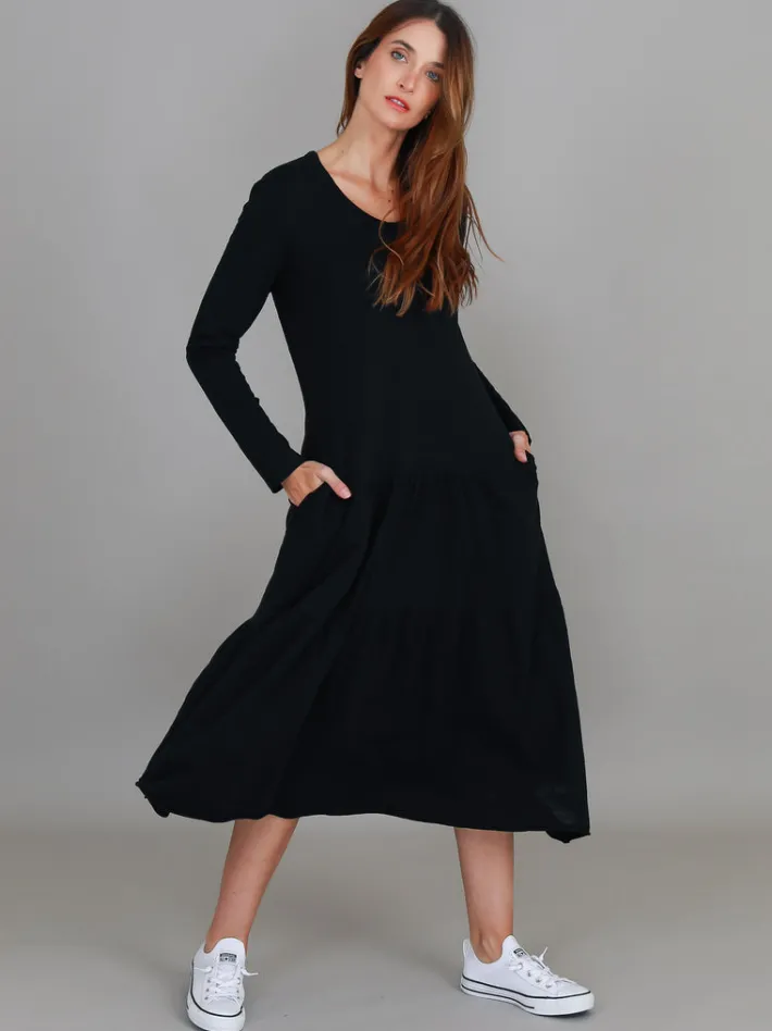 3rd Story Vera Black Tiered Long Sleeve Dress< Long Sleeve Dress